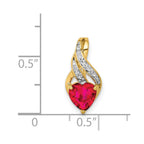 14k Diamond and Lab Created Ruby Heart Pendant Fits up to 2mm Regular/5mm Fancy or Reversible Omega