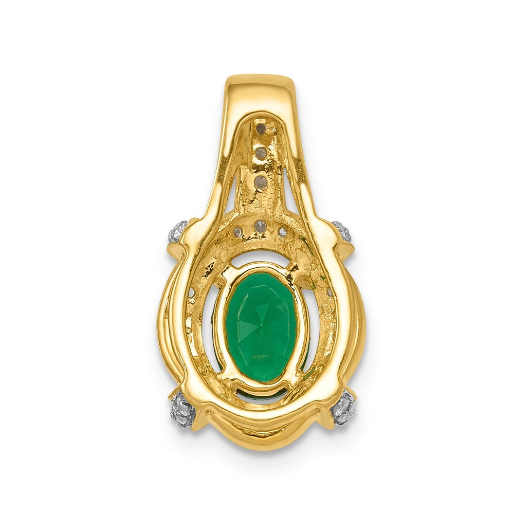 14k Diamond and Oval Emerald Fancy Vintage Pendant