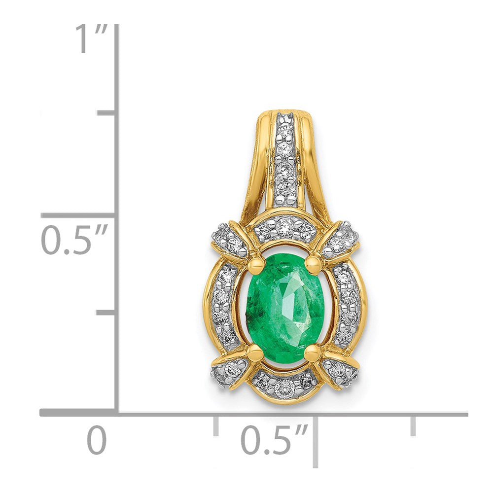 14k Diamond and Oval Emerald Fancy Vintage Pendant