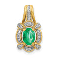 14k Diamond and Oval Emerald Fancy Vintage Pendant