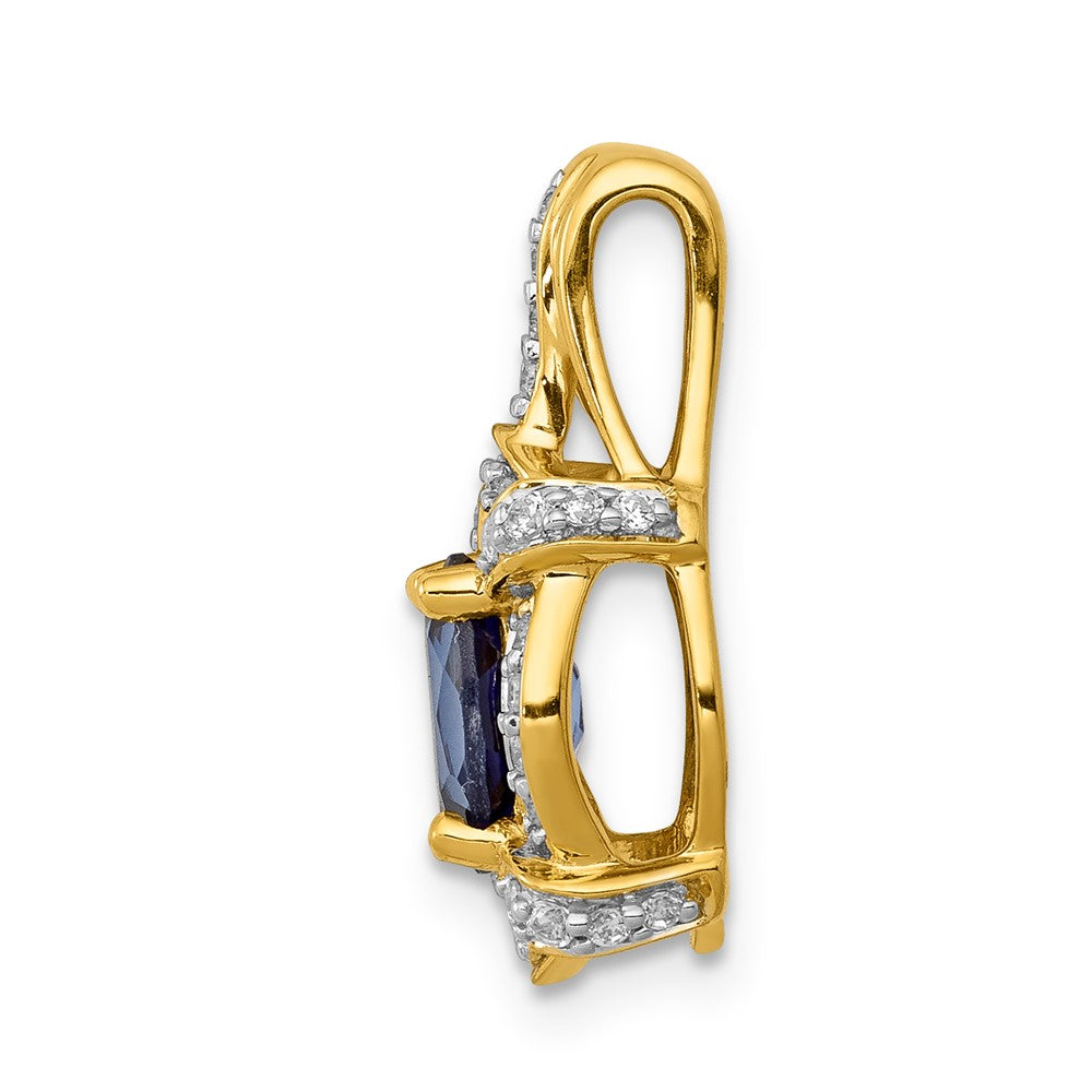 14k Diamond and Oval Sapphire Fancy Vintage Pendant