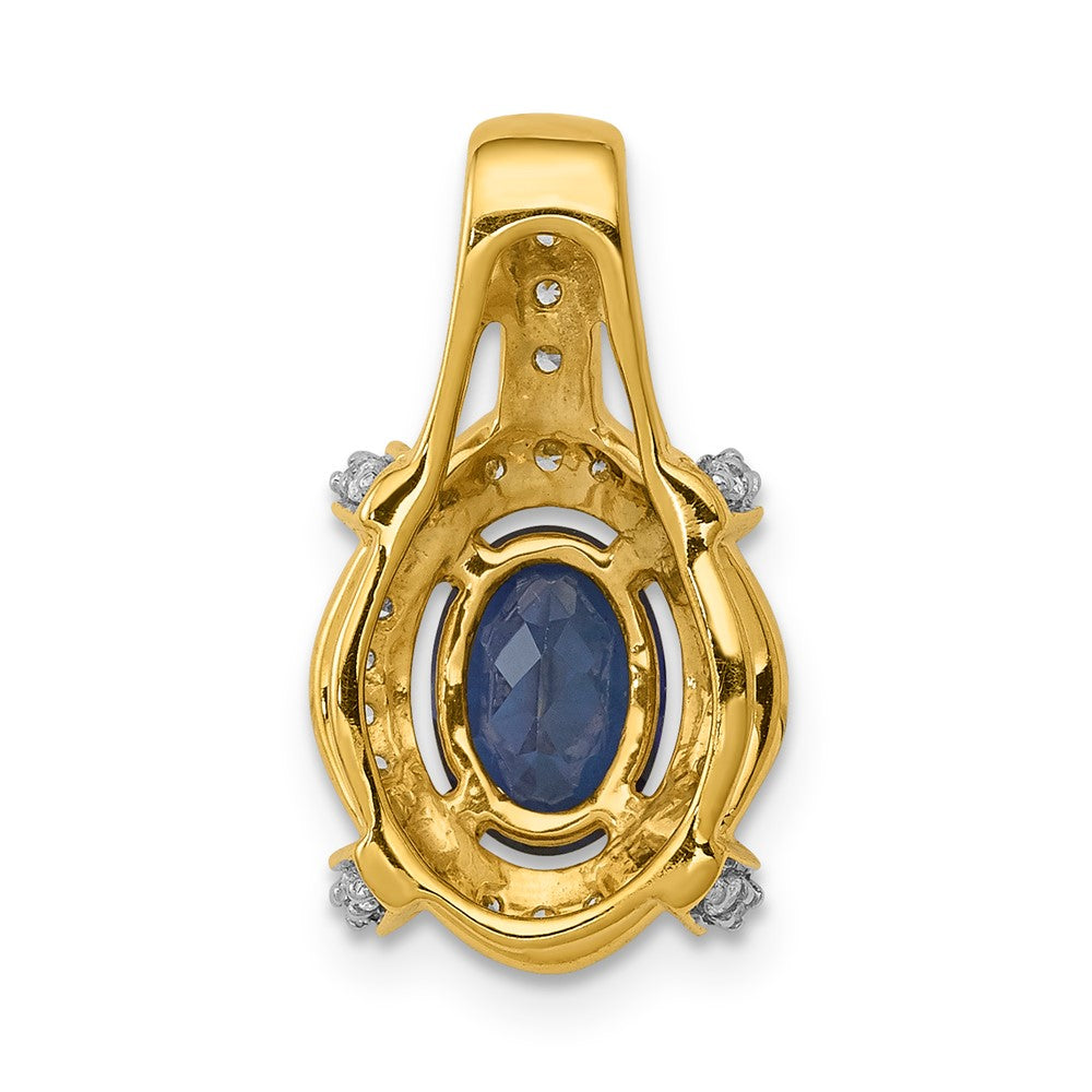 14k Diamond and Oval Sapphire Fancy Vintage Pendant