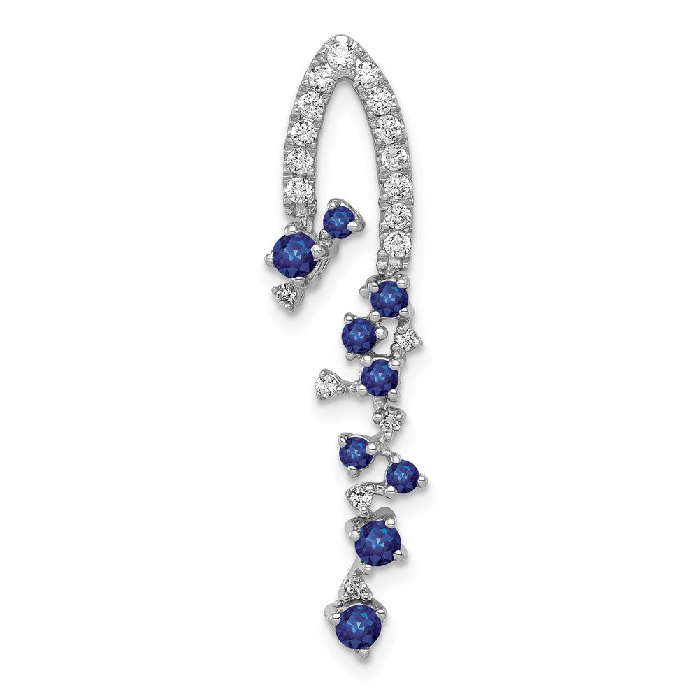 14k White Gold 1/5 carat Diamond and .36 Sapphire Slide Fits up to 2mm Regular/3mm Fancy or Reversible Omega