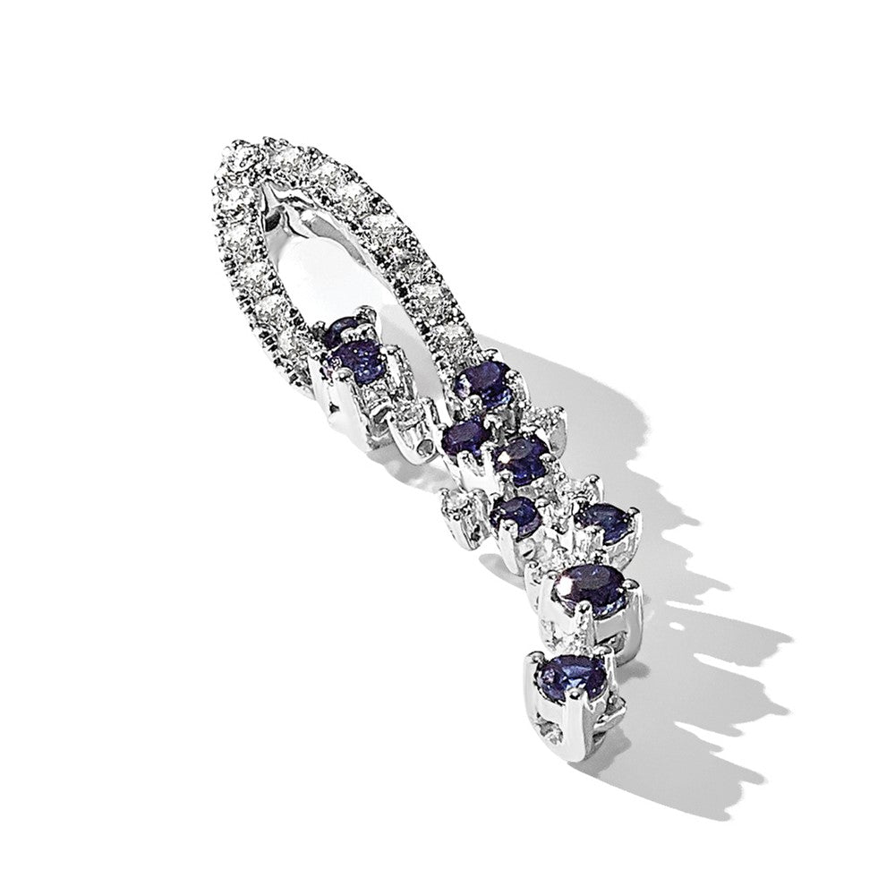 14k White Gold 1/5 carat Lab Grown Diamond VS/SI+ G+ and Lab Created Ruby Slide Pendant