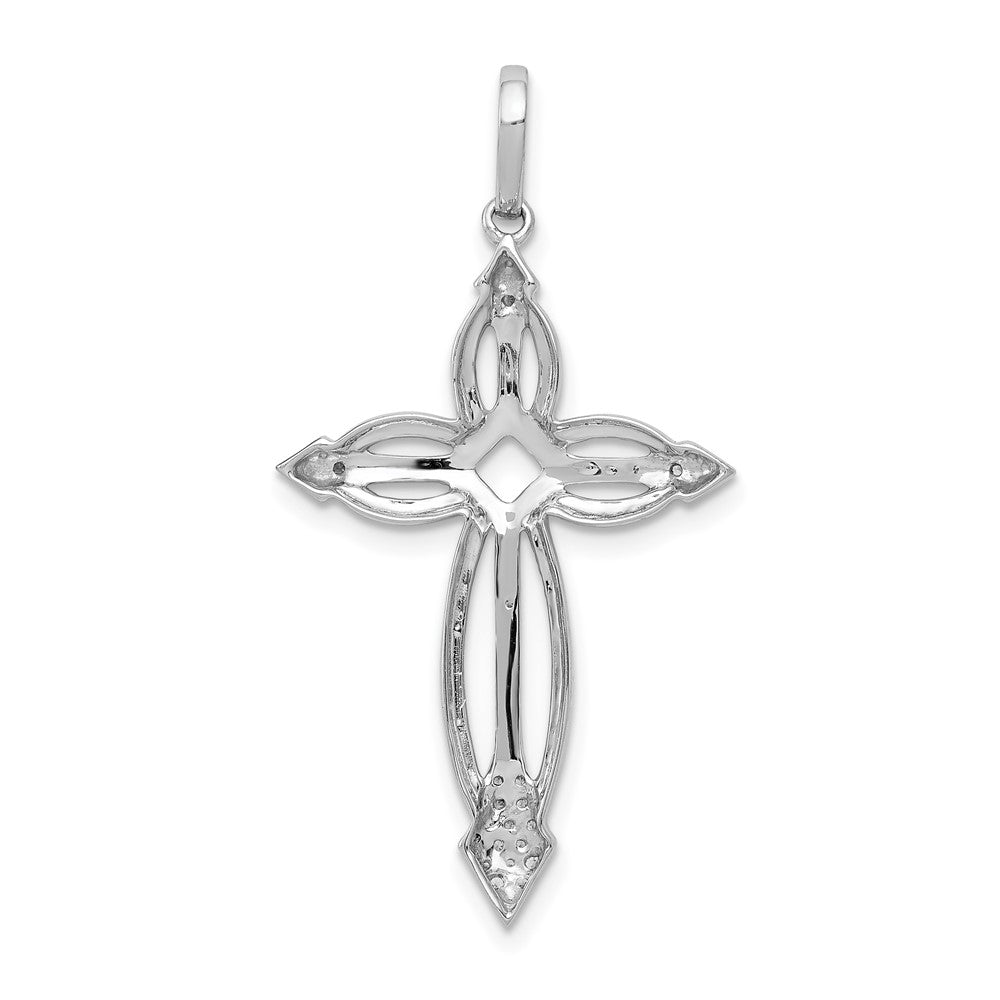 14k White Gold 1/3 carat Diamond Fancy Cross Pendant