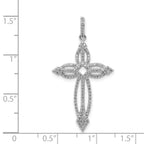 14k White Gold 1/3 carat Diamond Fancy Cross Pendant