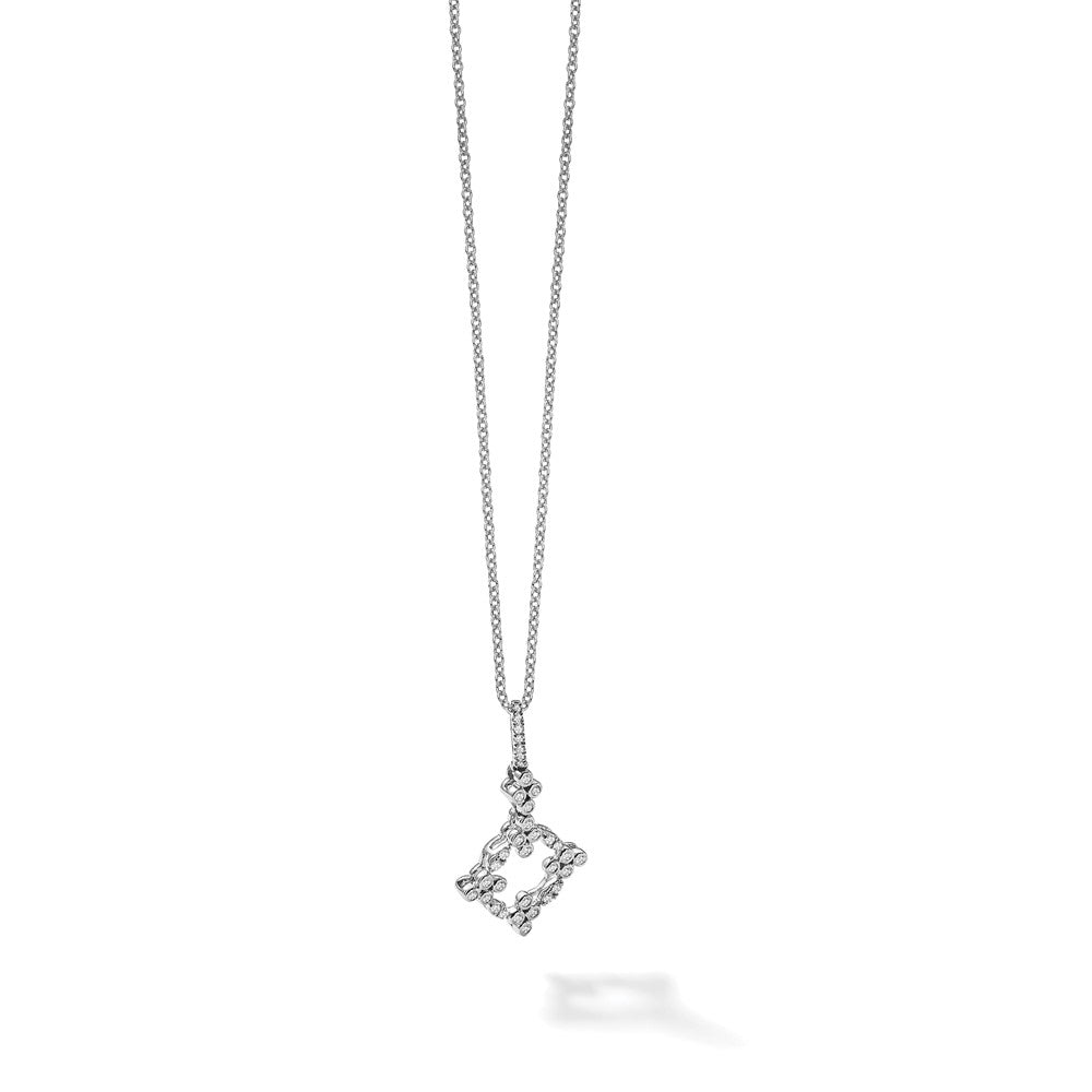 True Origin 14K White Gold 1/4 carat Lab Grown Diamond VS+ F+ Complete 18 in Bloom Floral Necklace