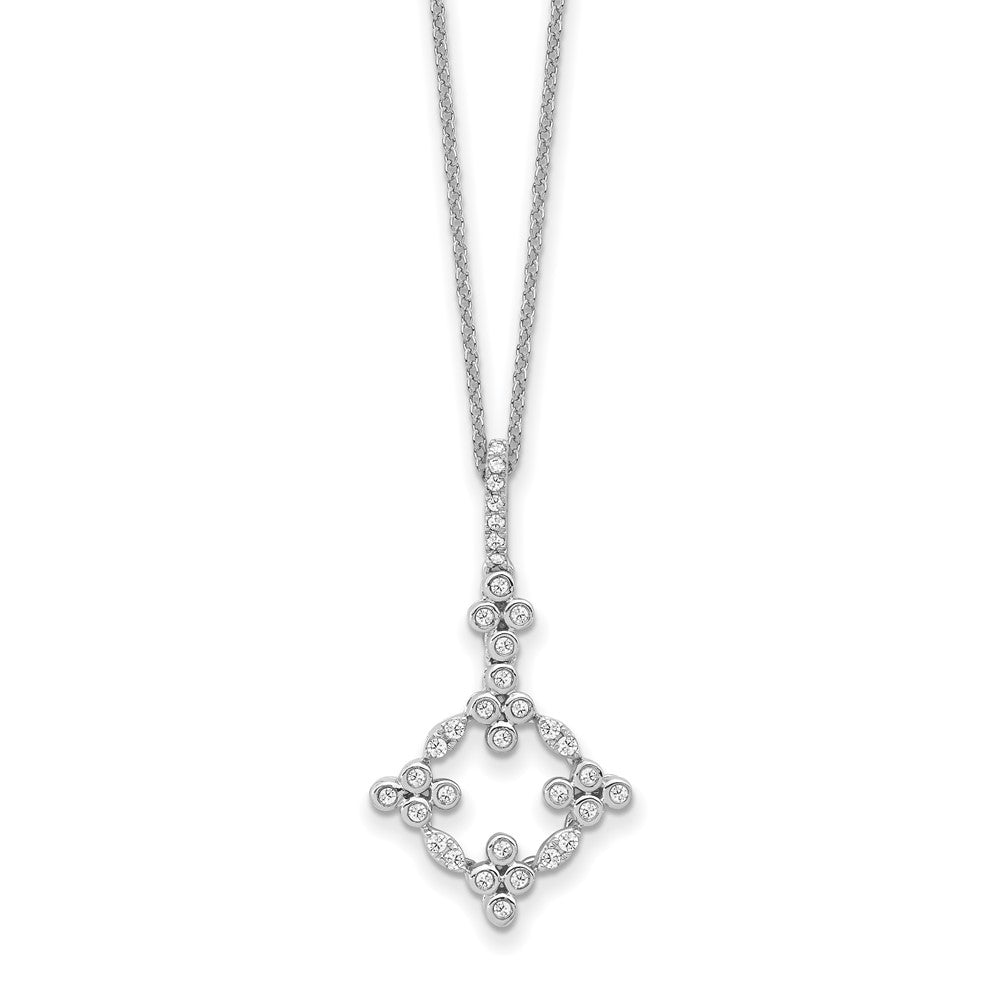 True Origin 14K White Gold 1/4 carat Lab Grown Diamond VS+ F+ Complete 18 in Bloom Floral Necklace