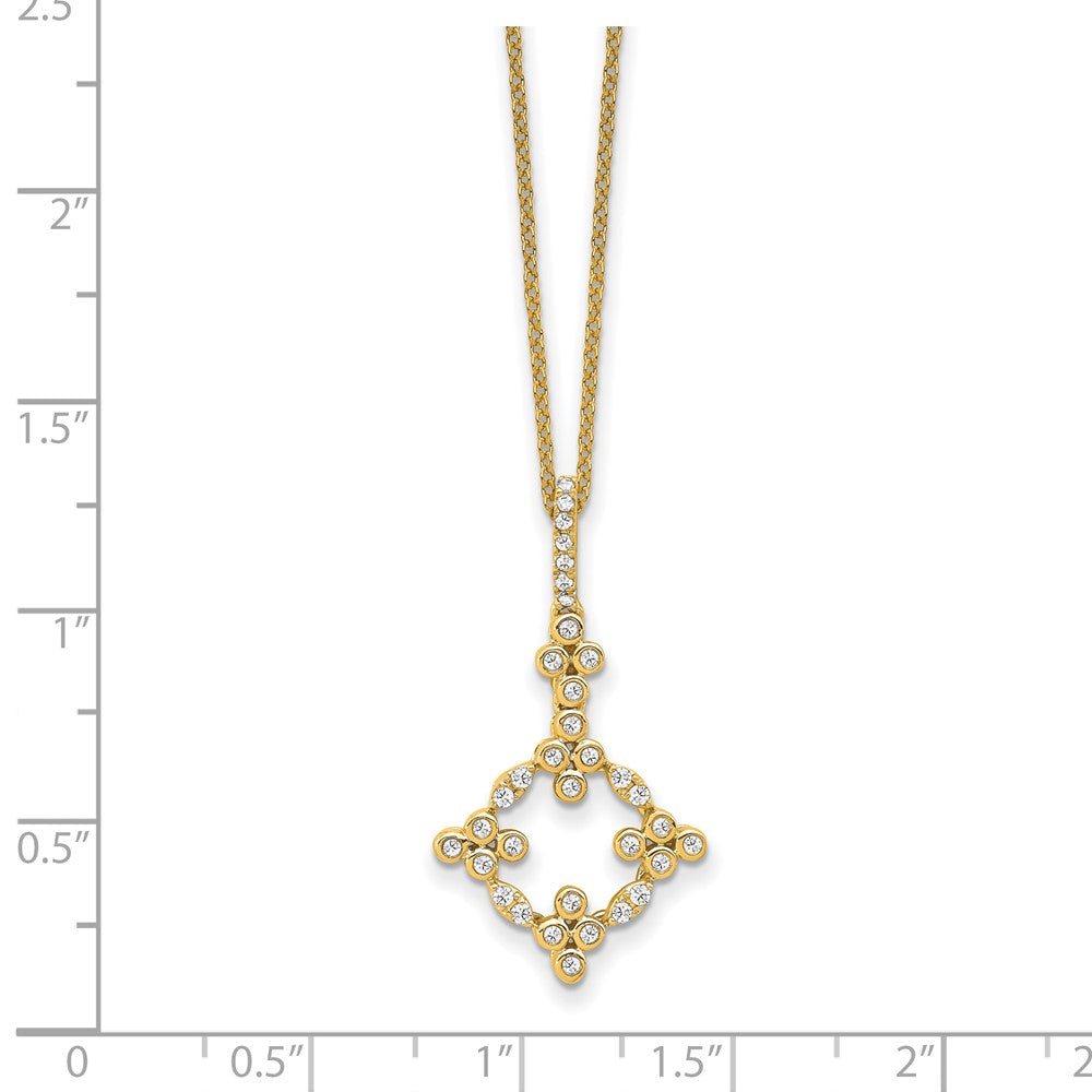 True Origin 14K Yellow Gold 1/4 carat Lab Grown Diamond VS+ F+ Complete 18 in Bloom Floral Necklace