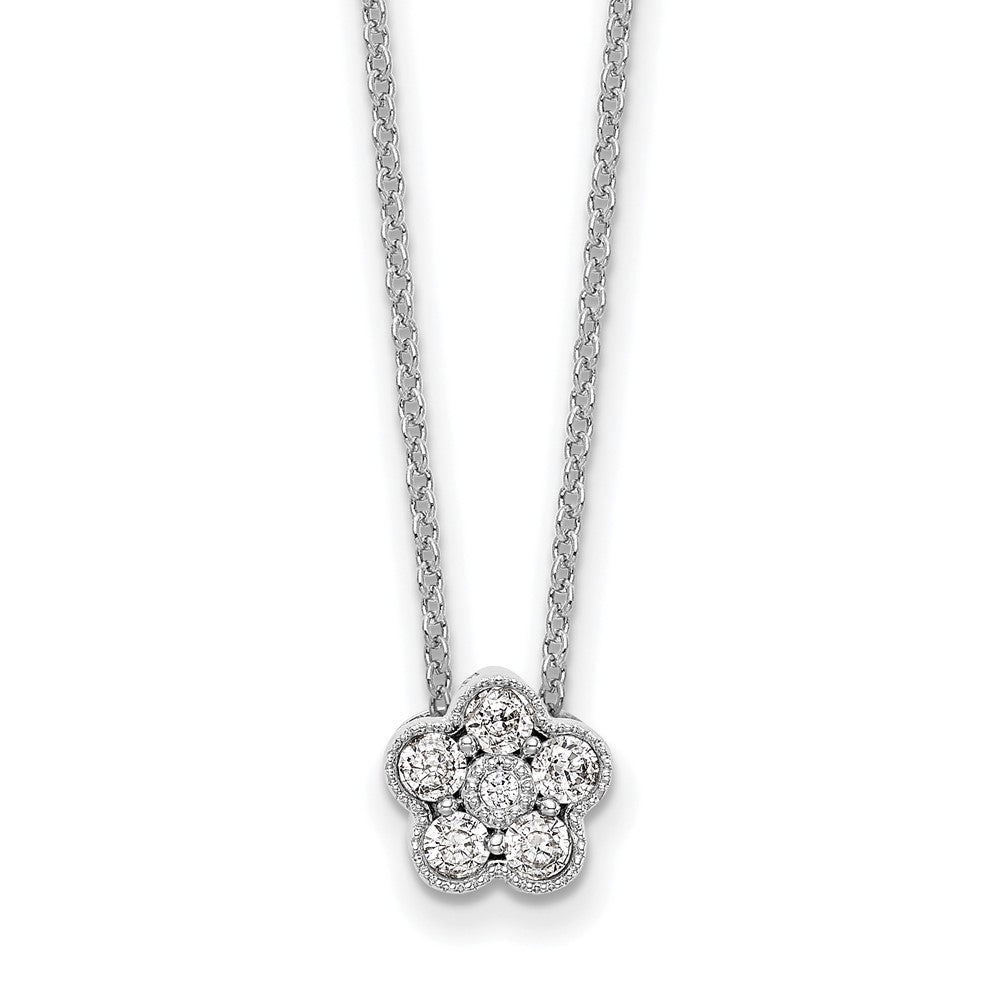 True Origin 14K White Gold 1/4 carat Lab Grown Diamond VS+ F+ Complete 18 in Floral Necklace
