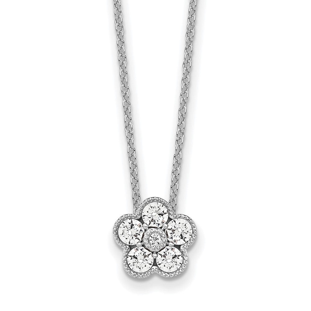 True Origin 14K White Gold 1/2 carat Lab Grown Diamond VS+ F+ Complete 18 in Floral Necklace