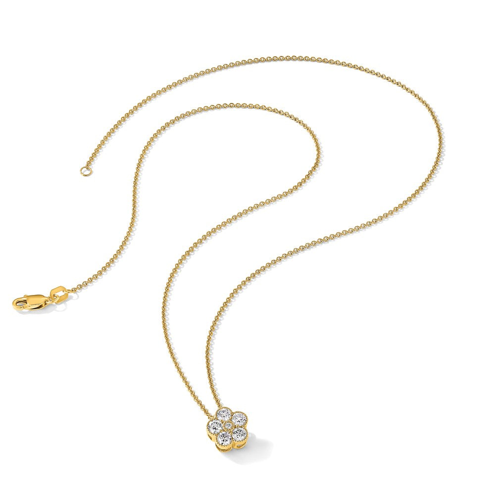 True Origin 14K Yellow Gold 1/2 carat Lab Grown Diamond VS+ F+ Complete 18 in Floral Necklace