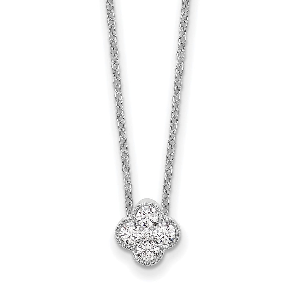 True Origin 14K White Gold 1/4 carat Lab Grown Diamond VS+ F+ Complete 18 in Bloom Floral Necklace