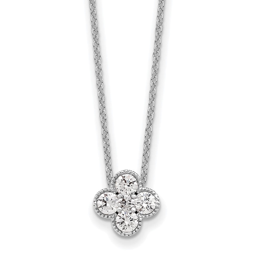 True Origin 14K White Gold 1/2 carat Lab Grown Diamond VS+ F+ Complete 18 in Bloom Floral Necklace
