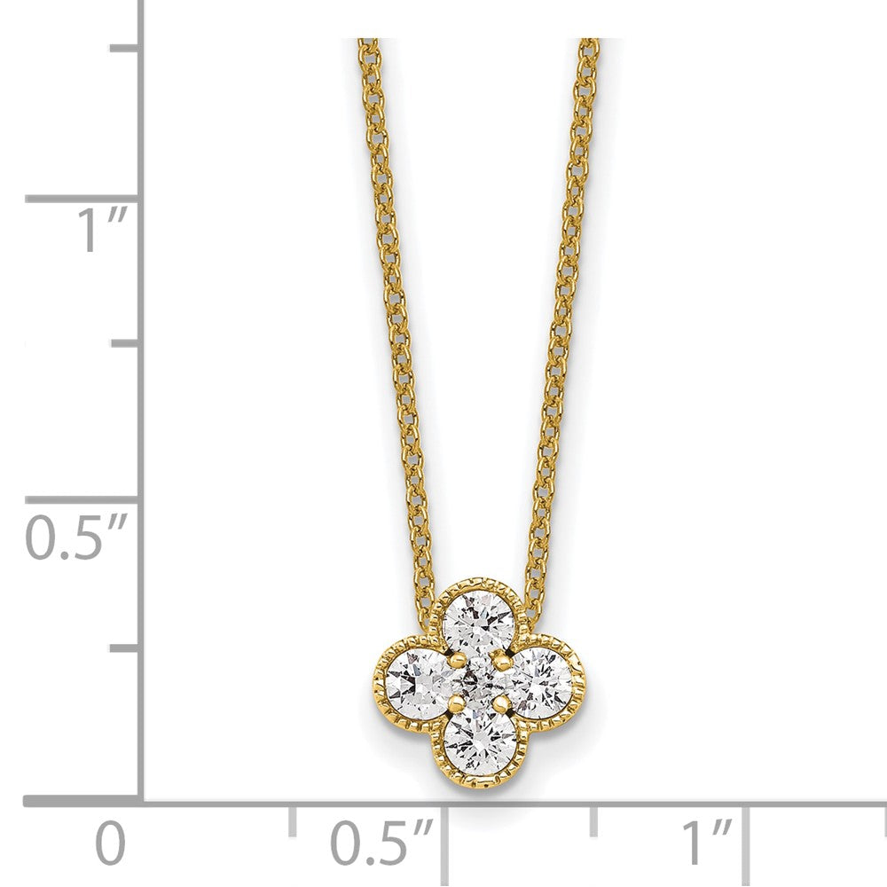 True Origin 14K Yellow Gold 1/2 carat Lab Grown Diamond VS+ F+ Complete 18 in Bloom Floral Necklace