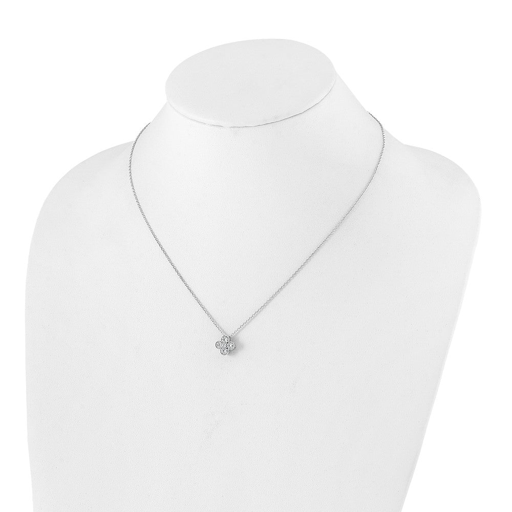 True Origin 14K White Gold 3/4 carat Lab Grown Diamond VS+ F+ Complete 18 in Bloom Floral Necklace