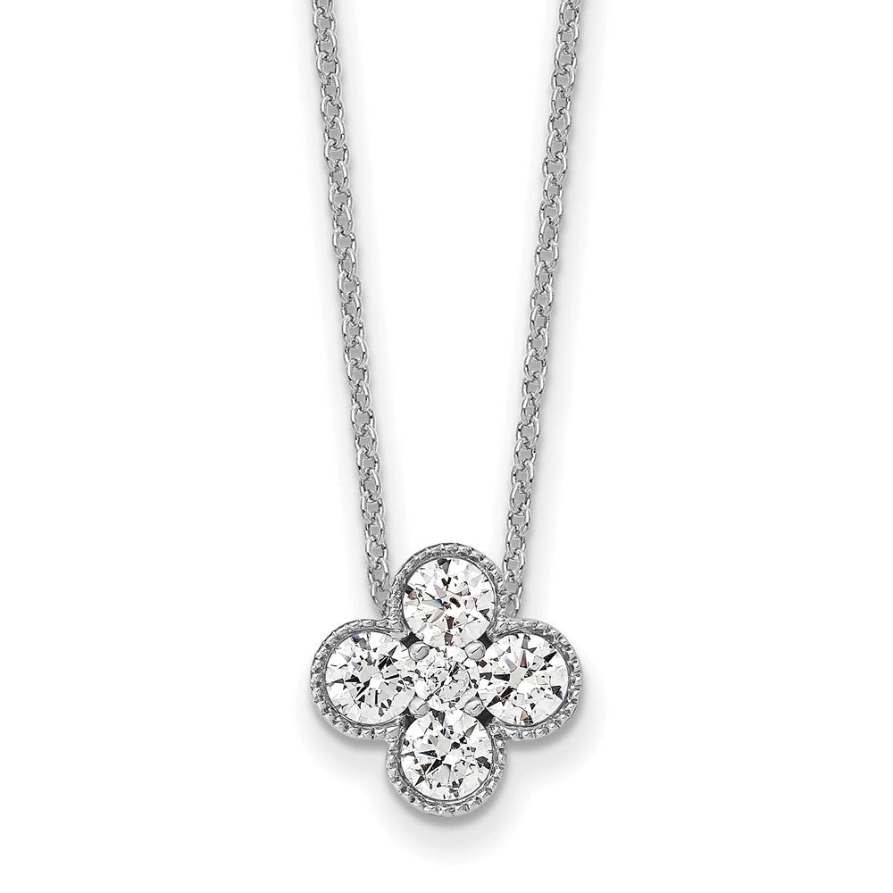 True Origin 14K White Gold 3/4 carat Lab Grown Diamond VS+ F+ Complete 18 in Bloom Floral Necklace