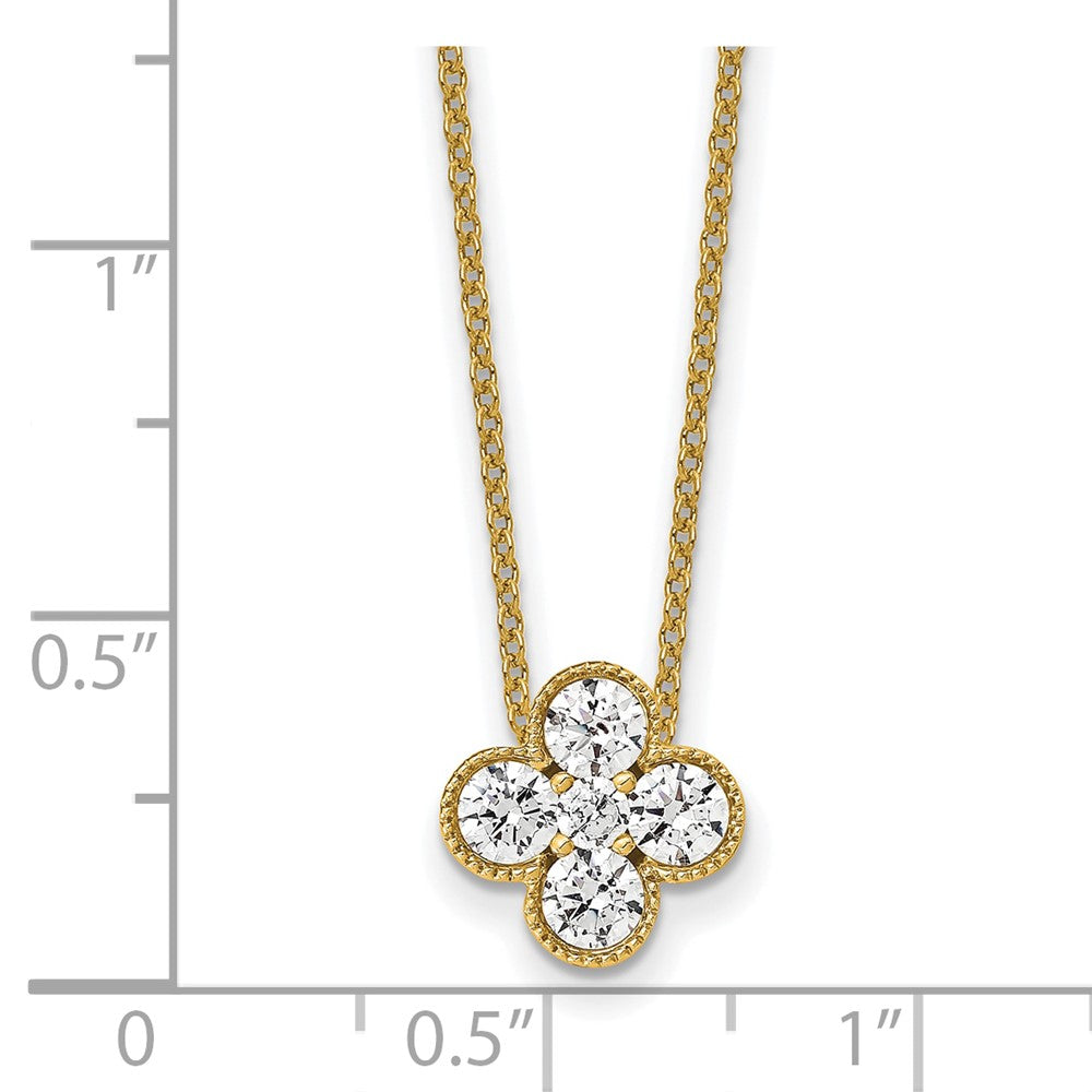 True Origin 14K Yellow Gold 3/4 carat Lab Grown Diamond VS+ F+ Complete 18 in Bloom Floral Necklace