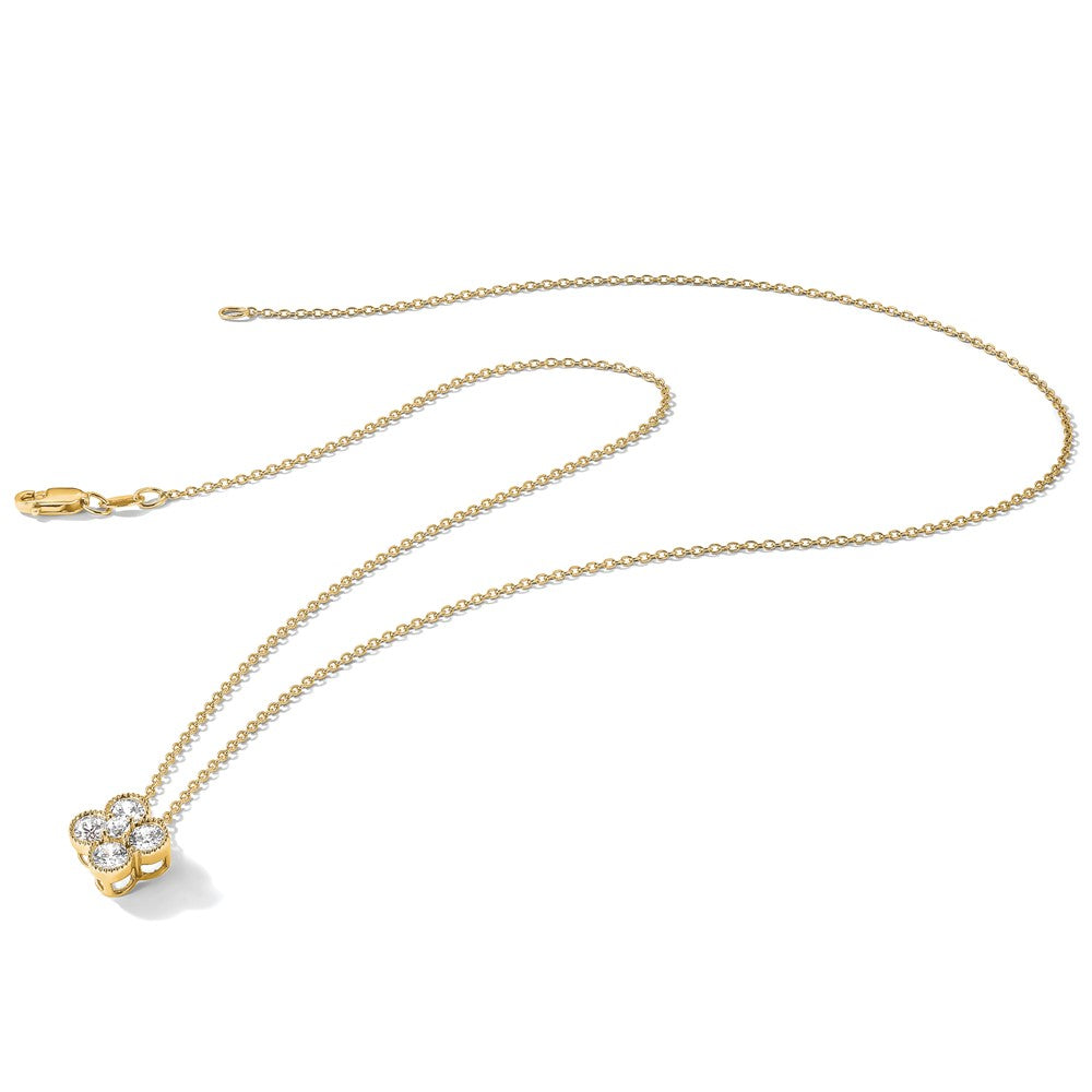 True Origin 14K Yellow Gold 3/4 carat Lab Grown Diamond VS+ F+ Complete 18 in Bloom Floral Necklace