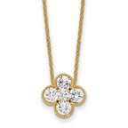 True Origin 14K Yellow Gold 1 carat Lab Grown Diamond VS+ F+ Complete 18 in Bloom Floral Necklace