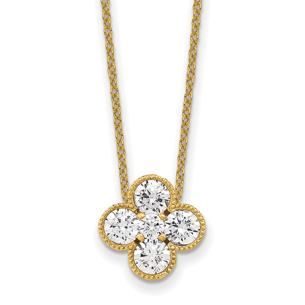 True Origin 14K Yellow Gold 1 carat Lab Grown Diamond VS+ F+ Complete 18 in Bloom Floral Necklace