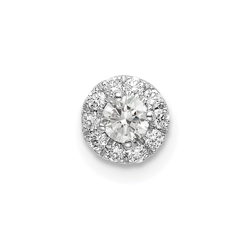 14k White Gold 1/4 carat Lab Grown Diamond VS/SI+ G+ Round Halo Chain Slide Pendant
