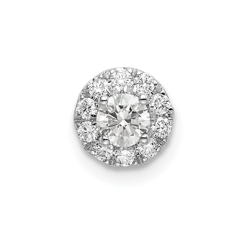14k White Gold 1/3 carat Lab Grown Diamond VS/SI+ G+ Round Halo Chain Slide Pendant