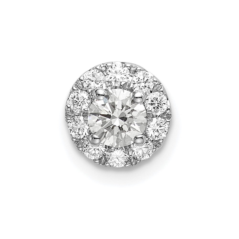 14k White Gold 1/2 carat Lab Grown Diamond VS/SI+ G+ Round Halo Chain Slide Pendant