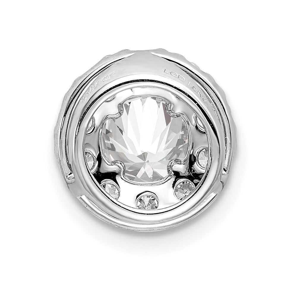 14k White Gold 1 carat Lab Grown Diamond VS/SI+ G+ Round Halo Chain Slide Pendant