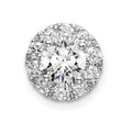 14k White Gold 1 carat Lab Grown Diamond VS/SI+ G+ Round Halo Chain Slide Pendant