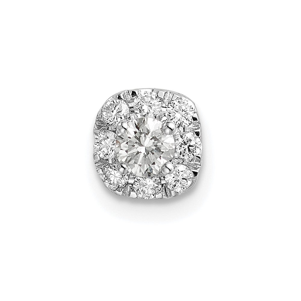 14k White Gold 1/4 carat Lab Grown Diamond VS/SI+ G+ Complete Cushion Halo Chain Slide Pendant