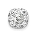 14k White Gold 3/4 carat Lab Grown Diamond VS/SI+ G+ Complete Cushion Halo Chain Slide Pendant
