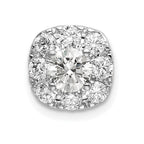 14k White Gold 1 carat Lab Grown Diamond VS/SI+ G+ Complete Cushion Halo Chain Slide Pendant