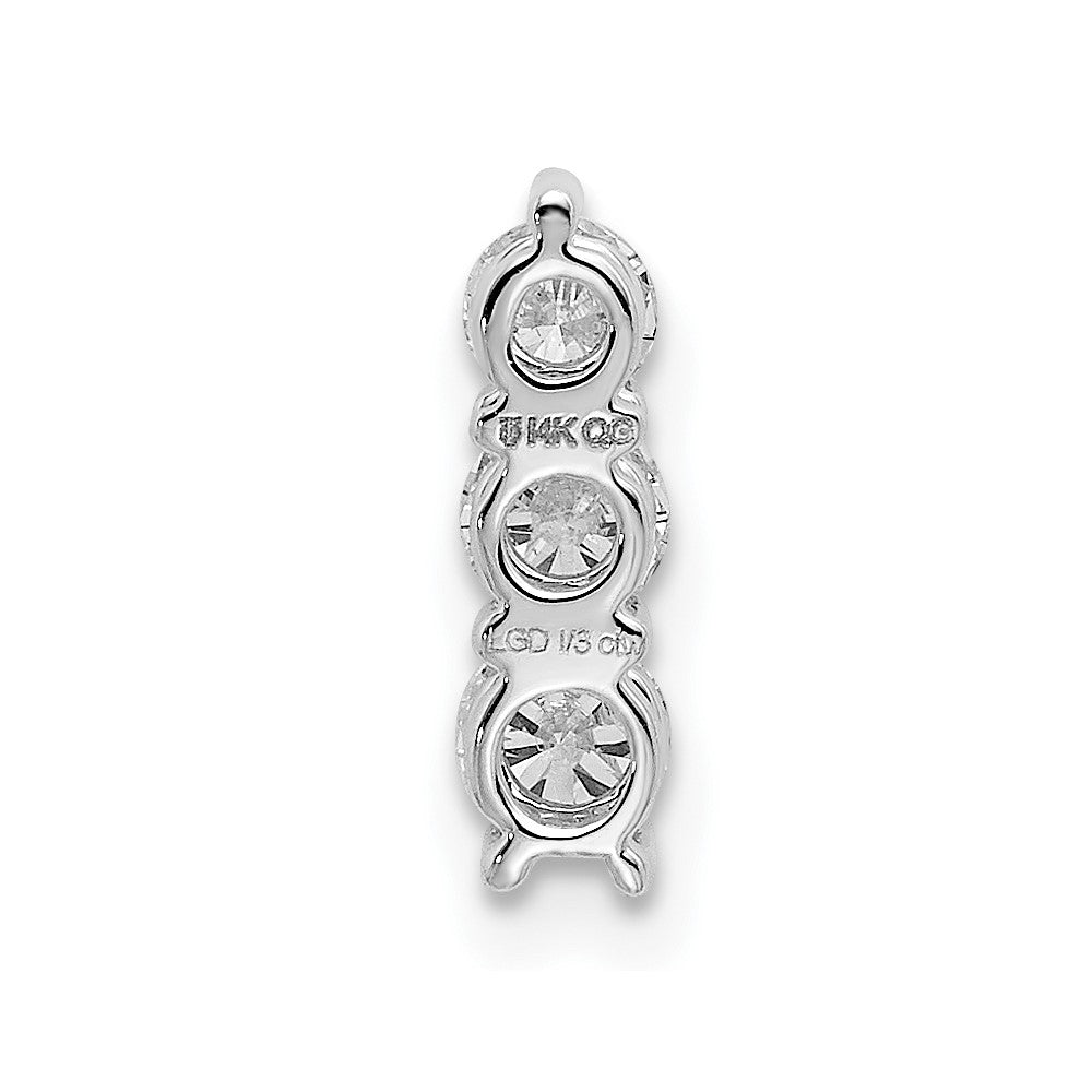 14k White Gold 1/3 carat Lab Grown Diamond VS/SI+ G+ Three Stone Chain Slide Pendant