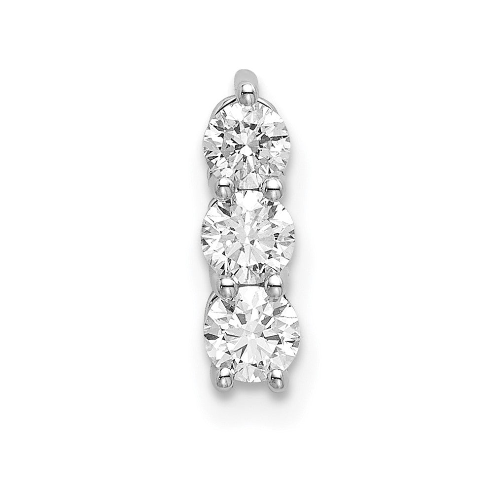 14k White Gold 1/3 carat Lab Grown Diamond VS/SI+ G+ Three Stone Chain Slide Pendant