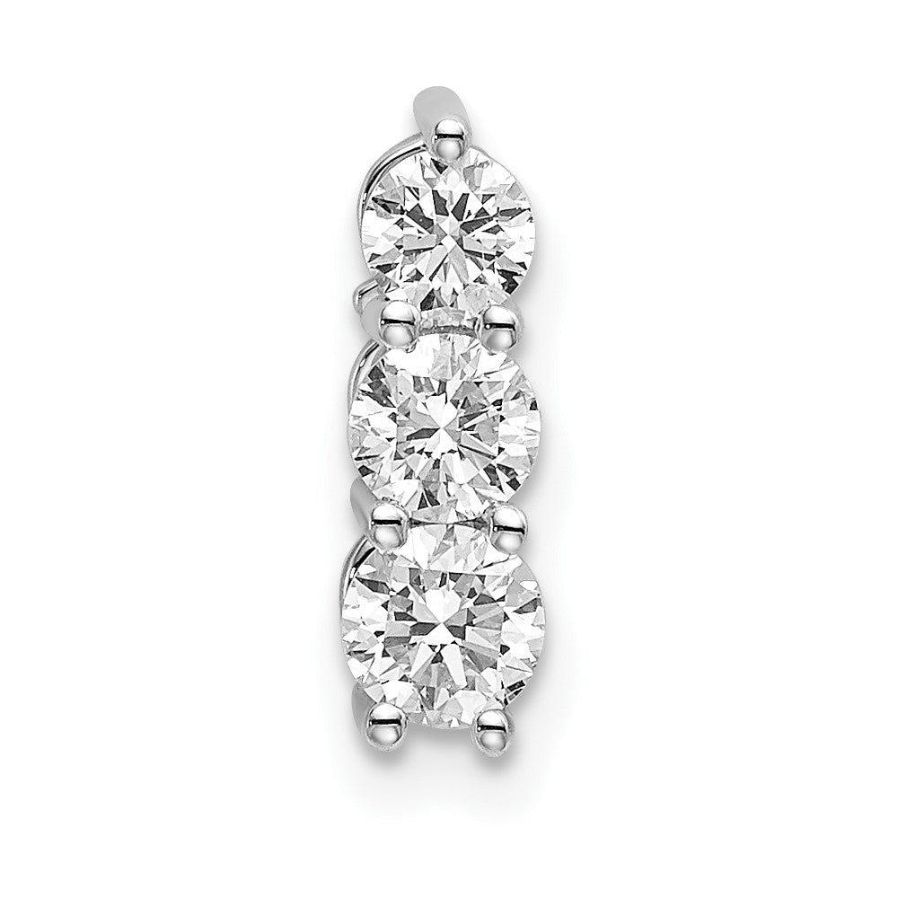 14k White Gold 1/2 carat Lab Grown Diamond VS/SI+ G+ Three Stone Chain Slide Pendant