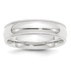 Platinum 6mm Polished Milgrain Comfort-Fit Wedding Band