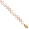 14k 7-8mm Pink Near-Round Freshwater Cultured Pearl 7.5 inch Bracelet