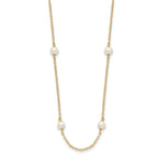 14k 4-5mm White Near-Round Freshwater Cultured Pearl 8-Station 16 inch Necklace