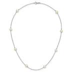14k White Gold 4-5mm White Near-Round Freshwater Cultured Pearl 8-Station 16 inch Necklace