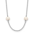 14k White Gold 4-5mm White Near-Round Freshwater Cultured Pearl 8-Station 16 inch Necklace