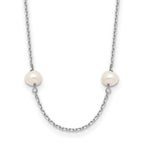 14k White Gold 4-5mm White Near-Round Freshwater Cultured Pearl 8-Station 16 inch Necklace