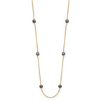 14k 5-6mm Black Near-Round Freshwater Cultured Pearl 9-Station 18 inch Necklace