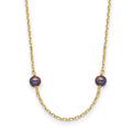 14k 5-6mm Black Near-Round Freshwater Cultured Pearl 9-Station 18 inch Necklace