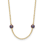 14k 5-6mm Black Near-Round Freshwater Cultured Pearl 9-Station 18 inch Necklace
