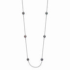 14k White Gold 4-5mm Black Near-Round Freshwater Cultured Pearl 8-Station 16 inch Necklace