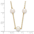 14k 5.5-6.5mm White Near-Round Freshwater Cultured Pearl 12-Station 16 inch Necklace