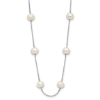 14k White Gold 6-7mm White Near-Round Freshwater Cultured Pearl 12-Station 16 inch Necklace