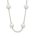 14k White Gold 6-7mm White Near-Round Freshwater Cultured Pearl 12-Station 16 inch Necklace