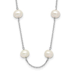 14k White Gold 6-7mm White Near-Round Freshwater Cultured Pearl 12-Station 16 inch Necklace